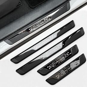 4Pcs Stainless Steel Door Sill Protector Cover Guard Sills Protector Car Door Entry Guard Decoration Anti-Scratch Door Sill Scuff Plate Universal for Car Truck SUV Black