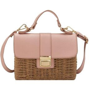 Small Straw Crossbody Bags for Women, Rattan Woven Top Handle Handbag Summer Beach Envelope Purse Shoulder Bag