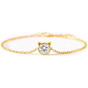 STORYJEWELLERY Cat Bracelet, Birthstone Bracelets for Women, 925 Sterling Silver Preppy Bracelets, Cat Jewelry for Women, Preppy Gifts, Birthday Gifts for Her