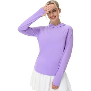 isnowoood Women's Ground Sun Guard ، UV UPF أكثر من 50 قمصان طويلة الأكمام ، قمة خفيفة الوزن للمشي لمسافات طويلة الصيد في الهواء الطلق