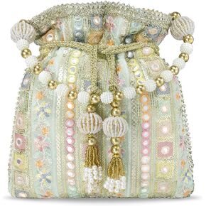 Aheli Indian Potli Bags Gift for Women Evening Bag Clutch Ethnic Bride Purse with Drawstring