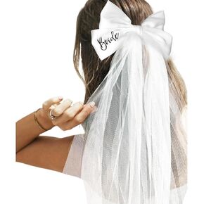 Bride Veil White Bridal Bow Elegant Bachelorette Veil for Bride to Be Bachelorette Party & Wedding