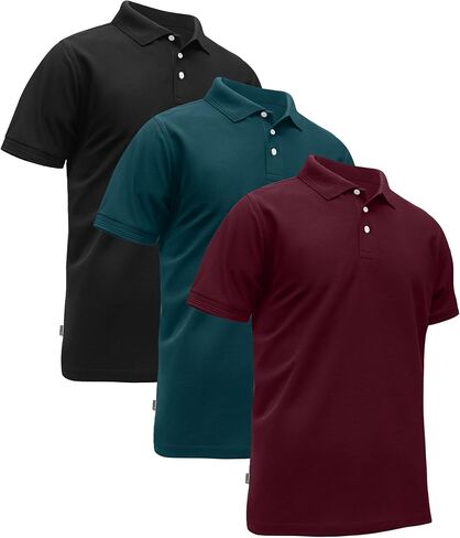 ZITY Men's 3 Pack Polo Shirts Short Sleeve Moisture-Wicking Golf Shirt Business Causal Tops in Saudi Arabia