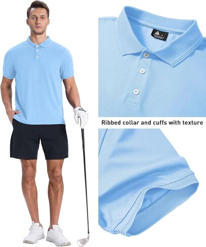 Zity Men's 3 Pack Pack Polo Dorts Short Sleeve Moisture-Wicking Golf Shirt Tops Coreal Tops in Saudi Arabia