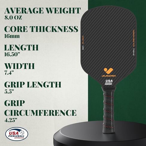 Pickleball Paddles, Raw Carbon Fiber Pickleball Paddle with a 16mm Shark Power Polymer Core, The Pickleball Rackets Designed for Ultimate Spin & Consistency in Saudi Arabia