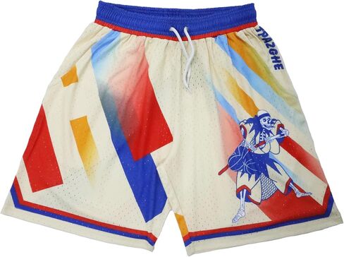 Mens Graphic Sport Athletic Shorts Light Weight Mesh Workout Training Drawstring Basketball Shorts in Kuwait