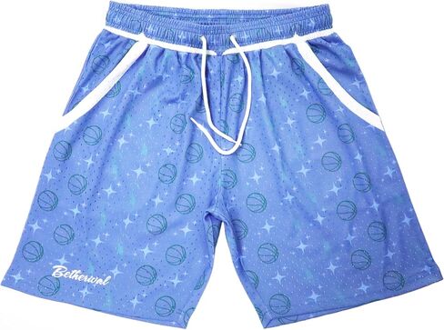 Mens Graphic Sport Athletic Shorts Light Weight Mesh Workout Training Drawstring Basketball Shorts in Kuwait
