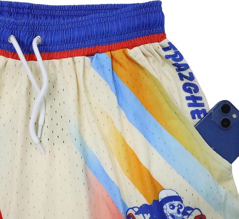 Mens Graphic Sport Athletic Shorts Light Weight Mesh Workout Training Drawstring Basketball Shorts in Kuwait