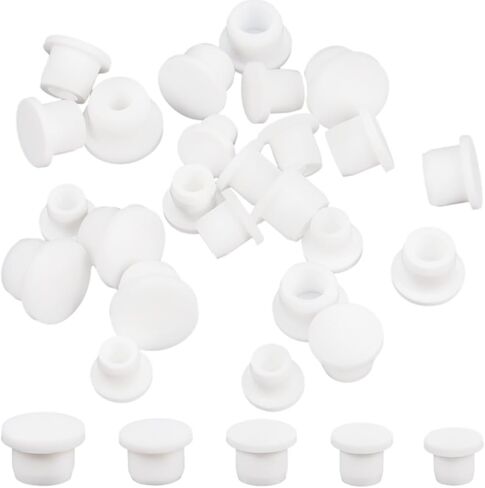 gorgecraft 20pcs 5 أحجام الأبيض سيليكون سدادة للملح والفلفل الهزازات 10mm / 12mm / 14.5mm / 24mm / 19.5mm استبدال إدراج ثقب المكونات أنبوب ختم المكونات نهاية يغطي لزجاجات أنابيب أواني الزهور in Saudi Arabia