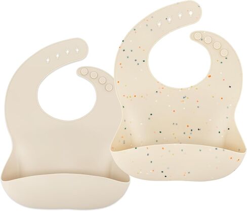AVA + OLIVER Silicone Bib Set - Adjustable Waterproof Bibs - Set of 2 in Saudi Arabia