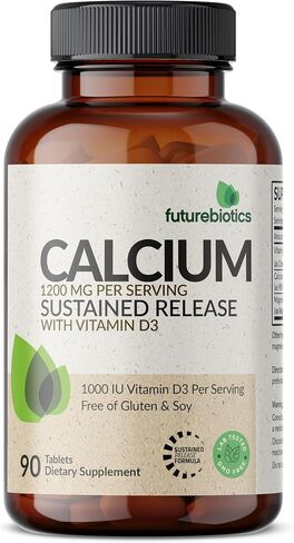 Futurebiotics Calcium 1200 MG Per Serving Sustained Release with Vitamin D3 1000 IU Per Serving Non-GMO, 90 Vegetarian Tablets in Kuwait