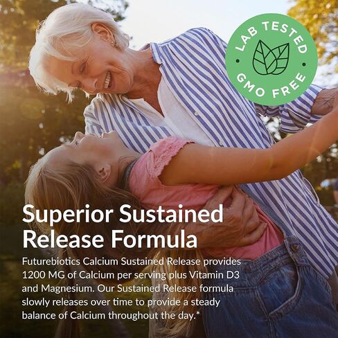 Futurebiotics Calcium 1200 MG Per Serving Sustained Release with Vitamin D3 1000 IU Per Serving Non-GMO, 90 Vegetarian Tablets in Kuwait