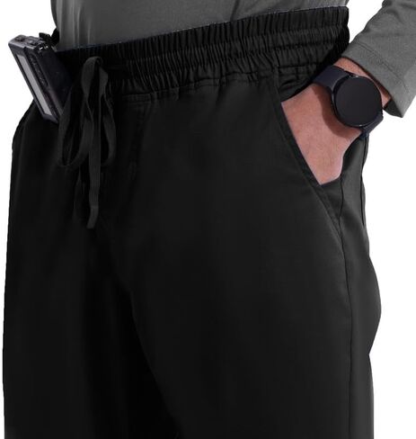 Uniforms World Elvis Scrubs Set for Men — Classic V-Neck Stretch Top & Straight Pants, Elastic Waistband, 7 Pockets in Kuwait