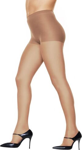Hanes Plus Women's Silky Sheer Tights with X-Temp Technology, Control Top, Enhanced Toe in Kuwait