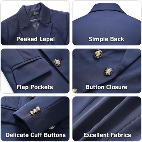Lamgool Women's 2 Piece Set Double Breasted Blazer and Pants Suit Business Outfits for Work Office in Saudi Arabia