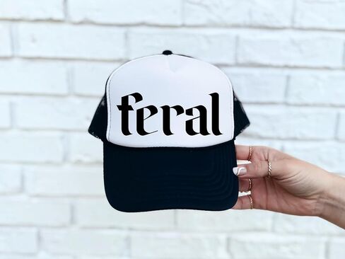 Feral Trucker Hat for Men and Women - Funny for Him Her Snapback Hat - Unisex Polyester Mesh Adjustable Cap in Kuwait