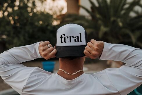 Feral Trucker Hat for Men and Women - Funny for Him Her Snapback Hat - Unisex Polyester Mesh Adjustable Cap in Kuwait