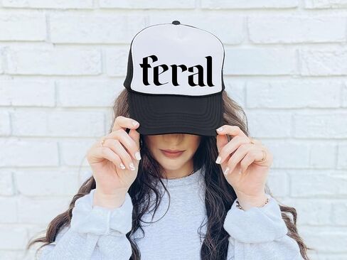 Feral Trucker Hat for Men and Women - Funny for Him Her Snapback Hat - Unisex Polyester Mesh Adjustable Cap in Kuwait