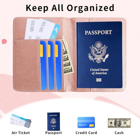 Initial Passport Holder and Luggage Tag Set Pink Leather Passport Holder Personalized Passport Cover for Travel Women Passport Book with Monogram Letter Travel Gifts Essentials for Women Travelers J in Kuwait