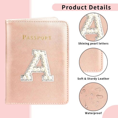 Initial Passport Holder and Luggage Tag Set Pink Leather Passport Holder Personalized Passport Cover for Travel Women Passport Book with Monogram Letter Travel Gifts Essentials for Women Travelers J in Kuwait