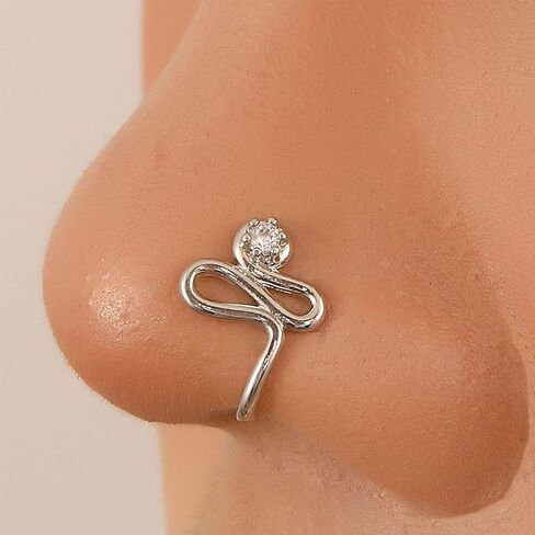 Vintage Crystal Nose Ring Rhinestone Twisted Cuff Cz Copper African Gold Fake Non Pierced Hoop Clip Jewelry for Women in Saudi Arabia