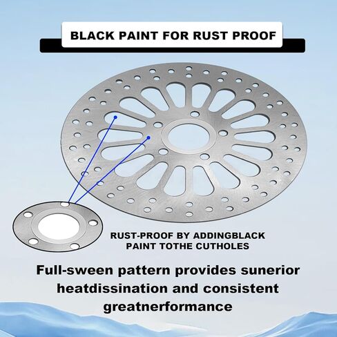 11.5'' Rear Brake Rotors Compatible with Harley Davidson Touring Sportster Softail Dyna, Superior Heat Dissipation Stainless Steel Brake part (11.5'' Rear)-1Pcs in Kuwait