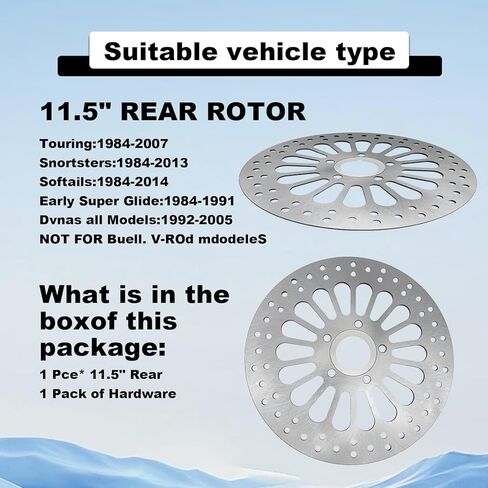 11.5'' Rear Brake Rotors Compatible with Harley Davidson Touring Sportster Softail Dyna, Superior Heat Dissipation Stainless Steel Brake part (11.5'' Rear)-1Pcs in Kuwait