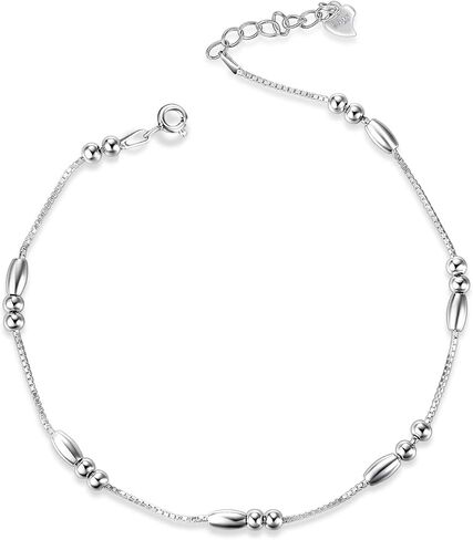 WINNICACA Womens Anklet 925 Sterling Silver Beaded Celtic Infinity Butterfly Anklet Bracelet Dainty Ankle Adjustable 11" Ankle Jewelry Gifts for Women Summer Beach Birthday Graduation Holiday Gift in Saudi Arabia