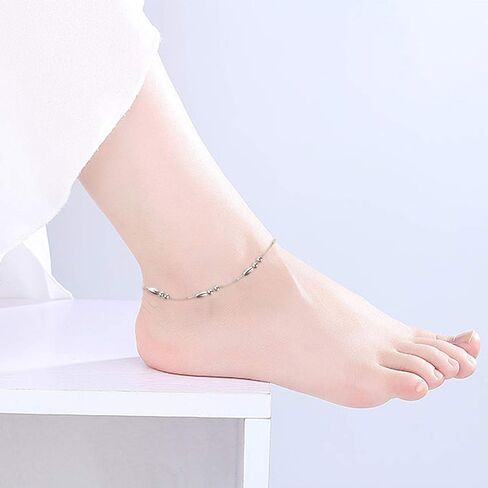 WINNICACA Womens Anklet 925 Sterling Silver Beaded Celtic Infinity Butterfly Anklet Bracelet Dainty Ankle Adjustable 11" Ankle Jewelry Gifts for Women Summer Beach Birthday Graduation Holiday Gift in Saudi Arabia