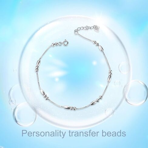 WINNICACA Womens Anklet 925 Sterling Silver Beaded Celtic Infinity Butterfly Anklet Bracelet Dainty Ankle Adjustable 11" Ankle Jewelry Gifts for Women Summer Beach Birthday Graduation Holiday Gift in Saudi Arabia