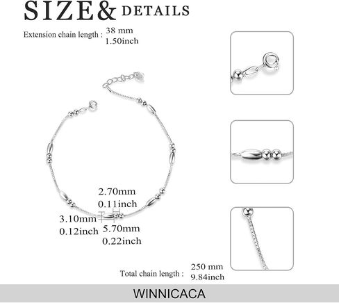 WINNICACA Womens Anklet 925 Sterling Silver Beaded Celtic Infinity Butterfly Anklet Bracelet Dainty Ankle Adjustable 11" Ankle Jewelry Gifts for Women Summer Beach Birthday Graduation Holiday Gift in Saudi Arabia