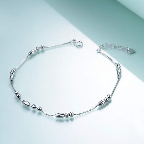 WINNICACA Womens Anklet 925 Sterling Silver Beaded Celtic Infinity Butterfly Anklet Bracelet Dainty Ankle Adjustable 11" Ankle Jewelry Gifts for Women Summer Beach Birthday Graduation Holiday Gift in Saudi Arabia