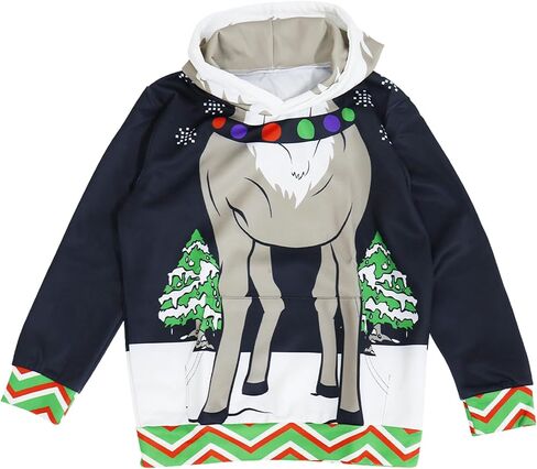 GRAJTCIN Kids Ugly Christmas Sweater for Boys Girls, Long Sleeves Hoodies Non-knited Sweatshirt in Saudi Arabia