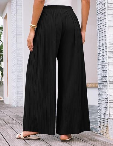 GRACE KARIN Womens Casual Wide Leg Pants Pleated High Elastic Waist Flowy Loose Beach Palazzo Pants Work Trousers Summer in Kuwait