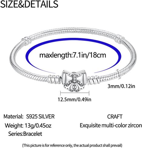 Kunsir 925 Sterling Silver Snake Stain Bracelet Basic Charm Bracelets مع Zirconia المكعب 5A للنساء في سن المراهقة in Kuwait