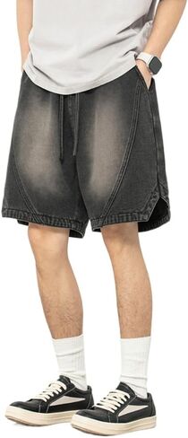 رجال y2k الشورت الدنيم الشورس فضفاضة لائحة خمر harajuku jorts jorts 2025 الصيف مرنة الخصر البديل ايمو الشارع in Kuwait