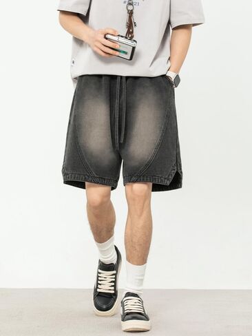 رجال y2k الشورت الدنيم الشورس فضفاضة لائحة خمر harajuku jorts jorts 2025 الصيف مرنة الخصر البديل ايمو الشارع in Kuwait