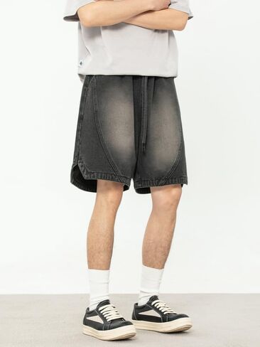رجال y2k الشورت الدنيم الشورس فضفاضة لائحة خمر harajuku jorts jorts 2025 الصيف مرنة الخصر البديل ايمو الشارع in Kuwait