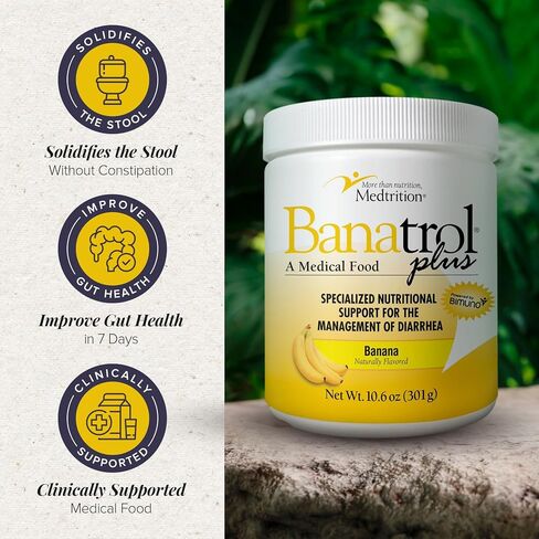 Medtrition Banatrol® مضاد الإسهال الطبيعي مع البريبايوتكس، تخفيف الإسهال المزمن، IBS، الإسهال المتكرر، أغذية طبية مدعومة سريريًا، 90 حصة غير إمساك (الأناناس) in Kuwait