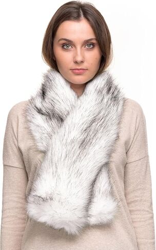 Futrzane Classic Scarf - Faux Fur Scarves Collars for Women - Long Neck Warmer in Kuwait