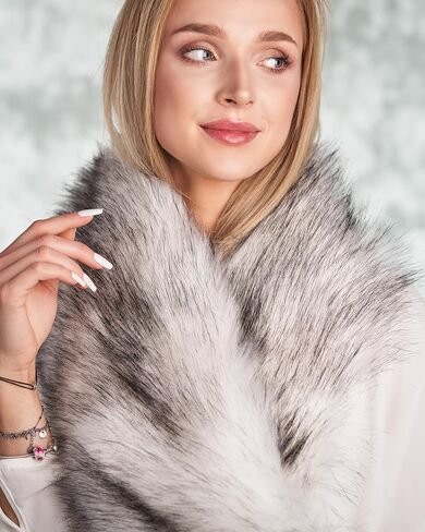 Futrzane Classic Scarf - Faux Fur Scarves Collars for Women - Long Neck Warmer in Kuwait