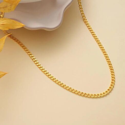 Gold Cuban Chain Necklace for Women,14K Gold Plated Dainty Chunky Necklace Adjustable Cuban Link Chain Choker Necklace for Women Trendy Fashion Jewelry Best Gifts for Birthday Christmas Thanksgiving in Saudi Arabia