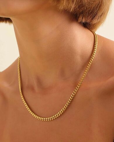 Gold Cuban Chain Necklace for Women,14K Gold Plated Dainty Chunky Necklace Adjustable Cuban Link Chain Choker Necklace for Women Trendy Fashion Jewelry Best Gifts for Birthday Christmas Thanksgiving in Saudi Arabia