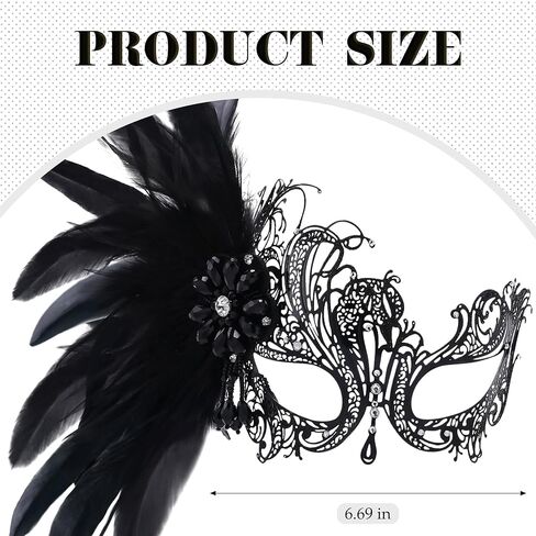 قناع تنكري الريش للنساء - 2025 أقنعة فينيتيان العتيقة ماردي غرا مع ريشة لحفلة كرة حفلة موسيقية in Kuwait
