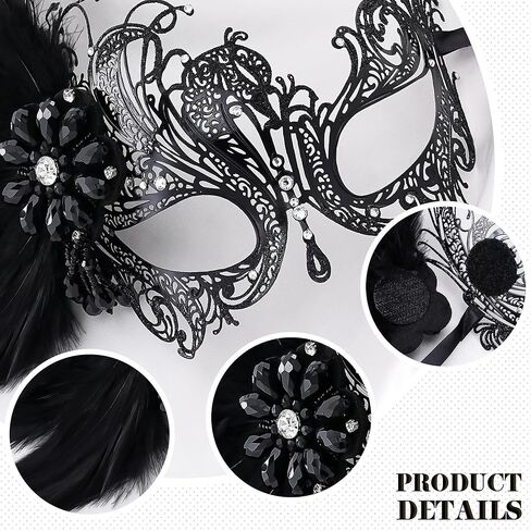 قناع تنكري الريش للنساء - 2025 أقنعة فينيتيان العتيقة ماردي غرا مع ريشة لحفلة كرة حفلة موسيقية in Kuwait