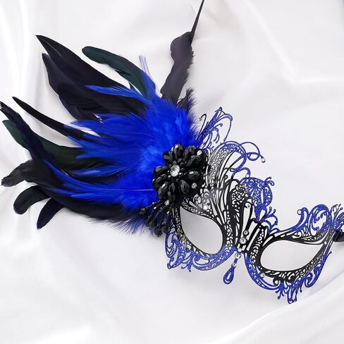 Feather Masquerade Mask for Women - 2025 Venetian Antique Mardi Gras Masks with Feather for Woman Prom Ball Party in Saudi Arabia