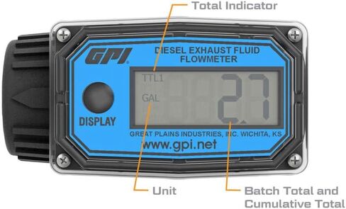 GPI 01N31GM Nylon Turbine Water Flowmeter with Digital LCD Display, 3-30 GPM, 1-Inch FNPT Inlet/Outlet (113255-4) in Saudi Arabia
