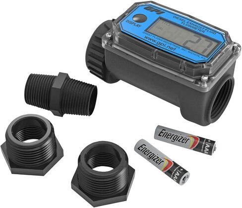 GPI 01N31GM Nylon Turbine Water Flowmeter with Digital LCD Display, 3-30 GPM, 1-Inch FNPT Inlet/Outlet (113255-4) in Saudi Arabia