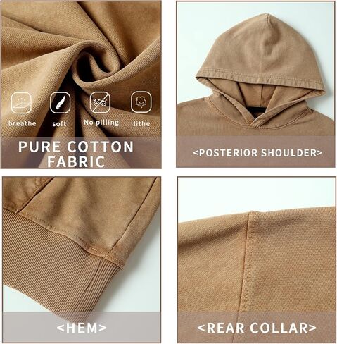 Eadali Mens Oversized Hoodies Vintage Hoodie Couples Pullover Acid Wash Hoodies for Men Streetwear Sweatshirts in Saudi Arabia