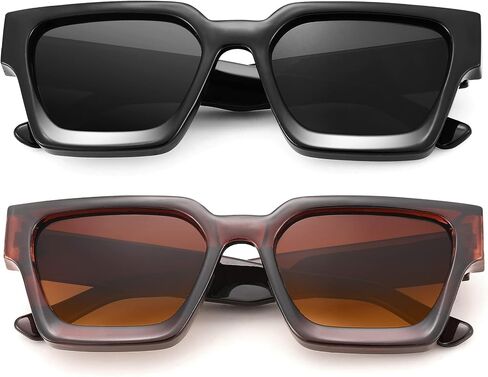 Hycredi Thick Rectangle Sunglasses Women Men Retro Square Chunky Shades 90s Glasses UV400 Protection in Saudi Arabia